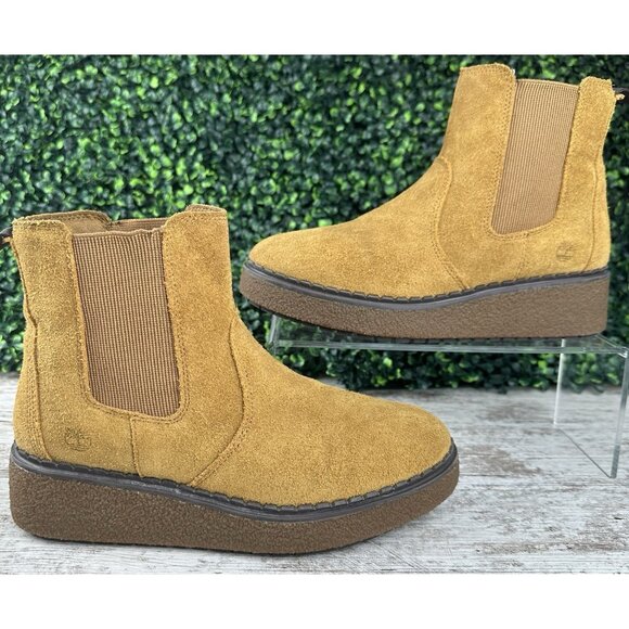 TIMBERLAND Bluebell Lane Chelsea Boot Womens 8M Brown Suede Slip-On Platform Lug - Picture 12 of 12